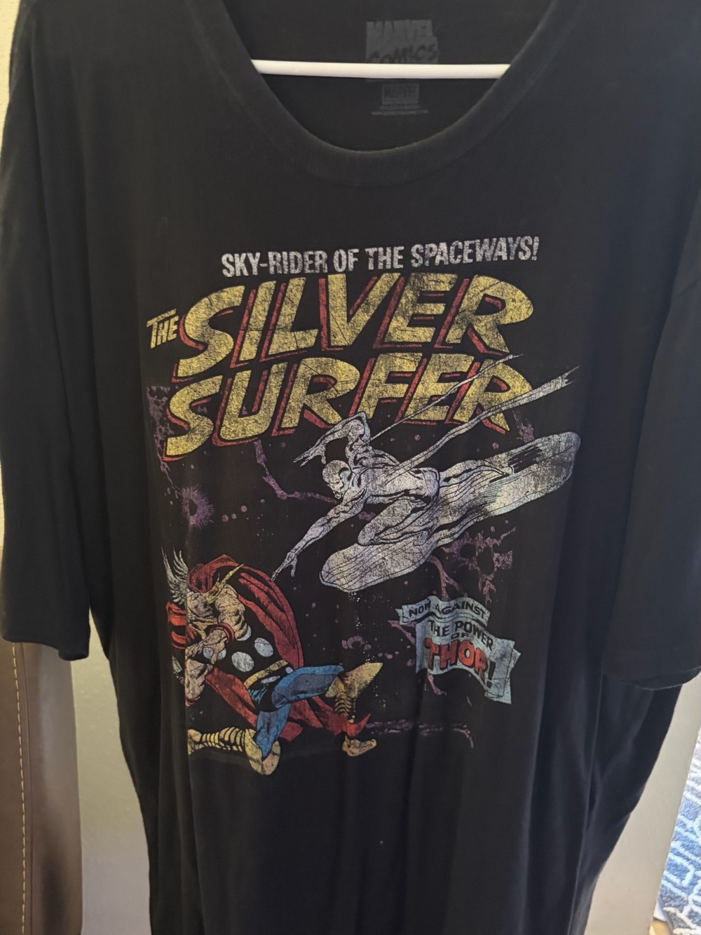 Marvel Black Tee with Yellow & Silver The Silver Surfer Graphic